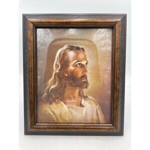 Warner Sallman Jesus Christ Framed Print With Ornate Wooden Frame 10"x12"